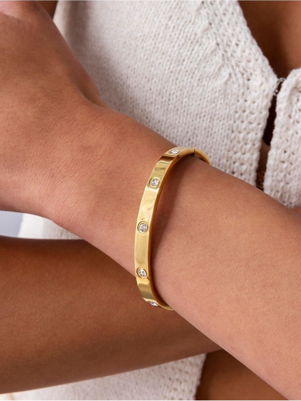 14k Gold Plated Stainless Steel Hinge Bracelet
